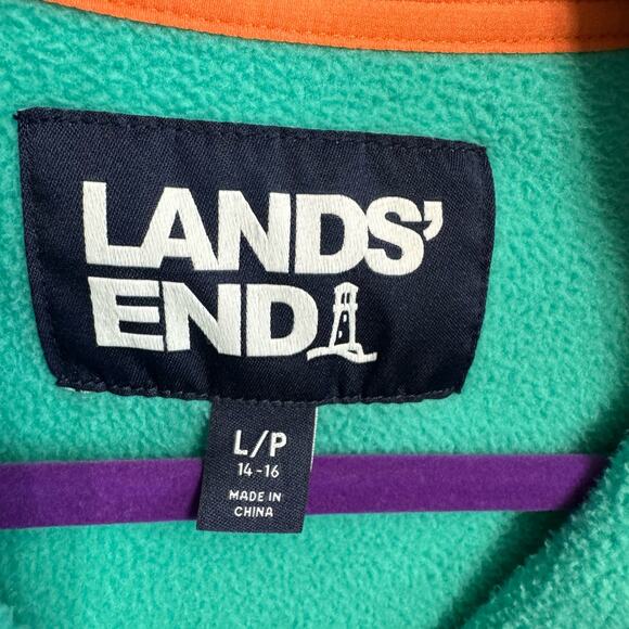 Lands' End Women's Heritage Fleece Snap Neck Pullover Sweatshirt Large - Picture 8 of 9